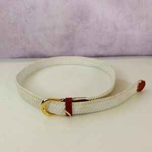 Coastal‎ Cowgirl Braided Belt Womens S 30 White Old Money Elastic Gold Buckle